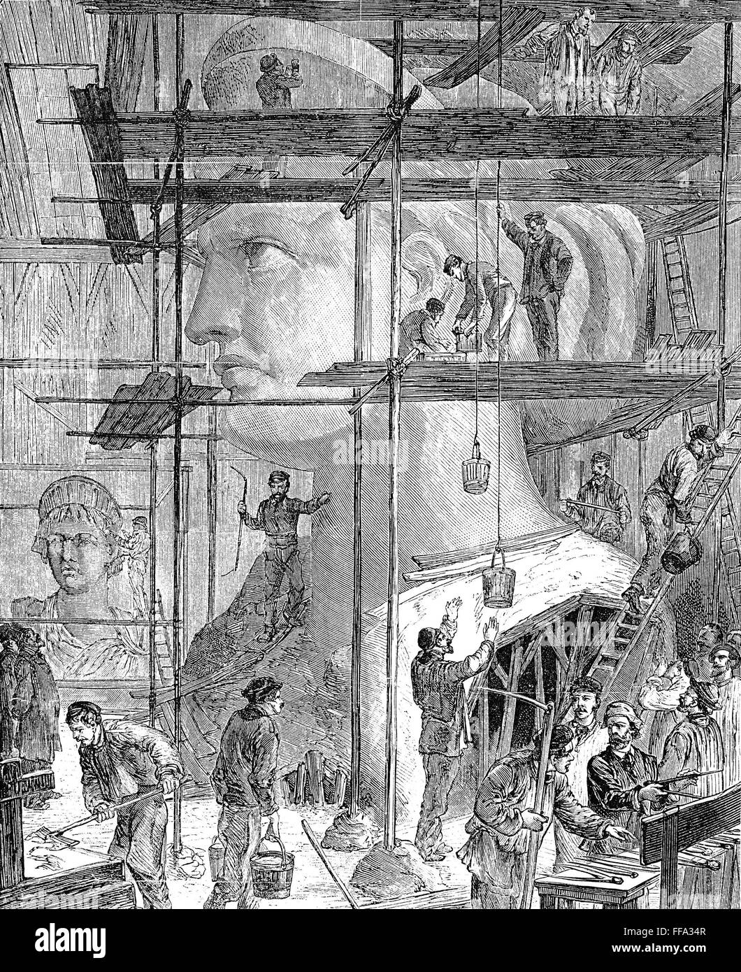 STATUE OF LIBERTY, 1878. /nModeling the head of the Statue of Liberty