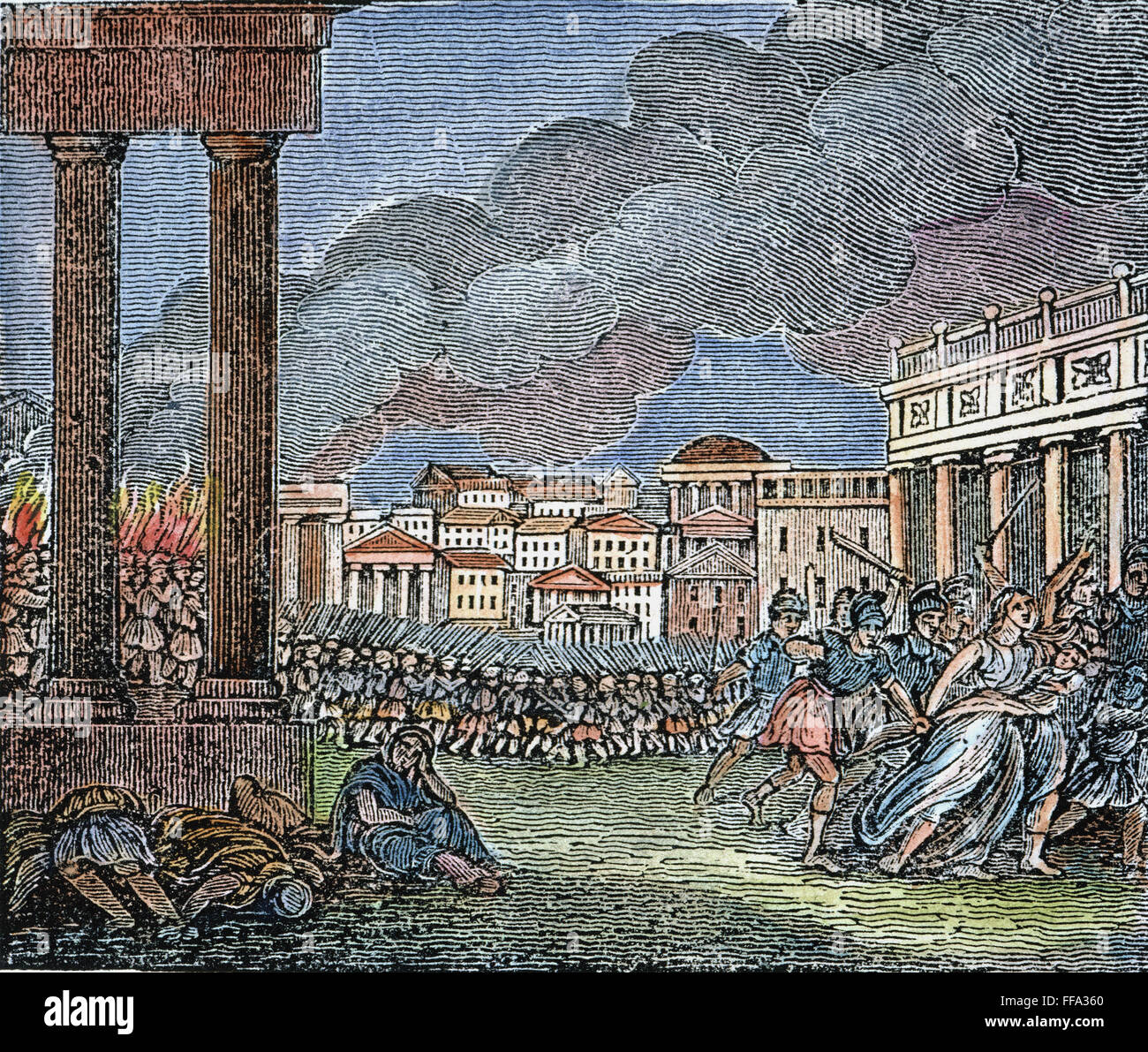 ANCIENT ROME PLUNDERED /nby the Vandals: wood engraving, American, 1830 ...