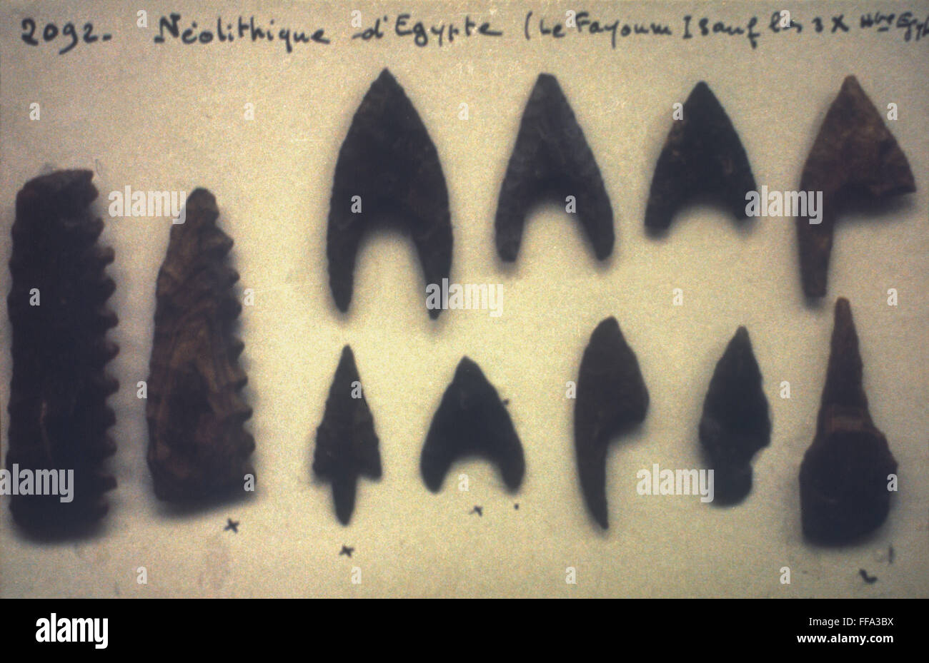 NEOLITHIC ARROWHEADS /nfound in Egypt. Stock Photo