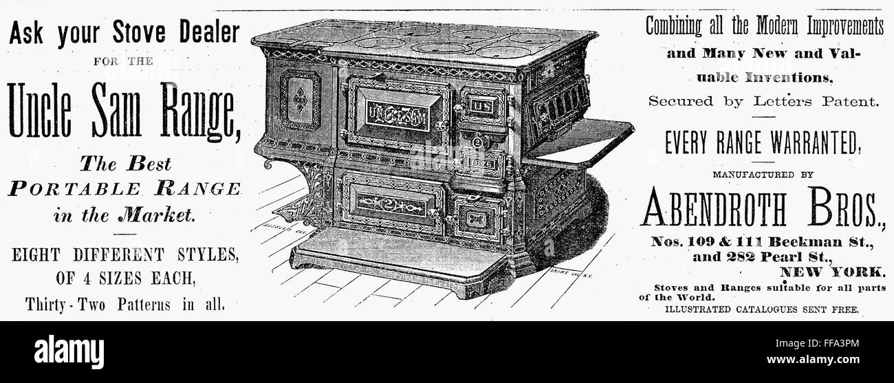 STOVE, 1876. /nAmerican cast-iron stove, 1876. Stock Photo