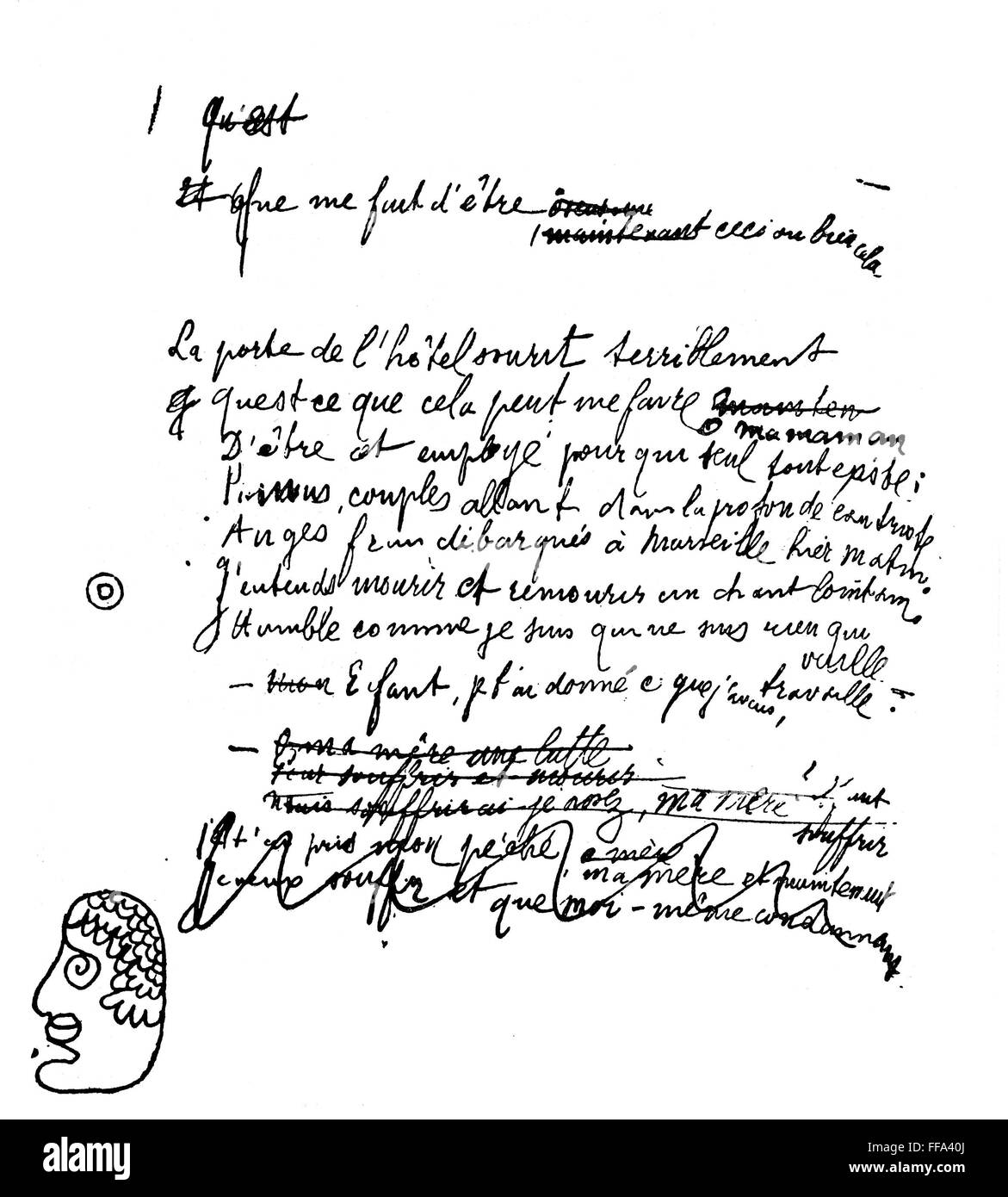 GUILLAUME APOLLINAIRE /n(18801918). French poet. Rough draft of