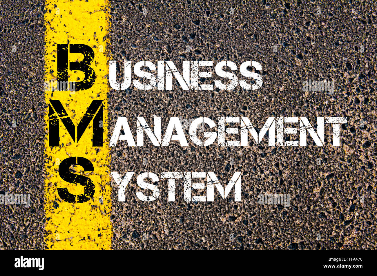 Concept image of Business Acronym BMS Business Management System written over road marking