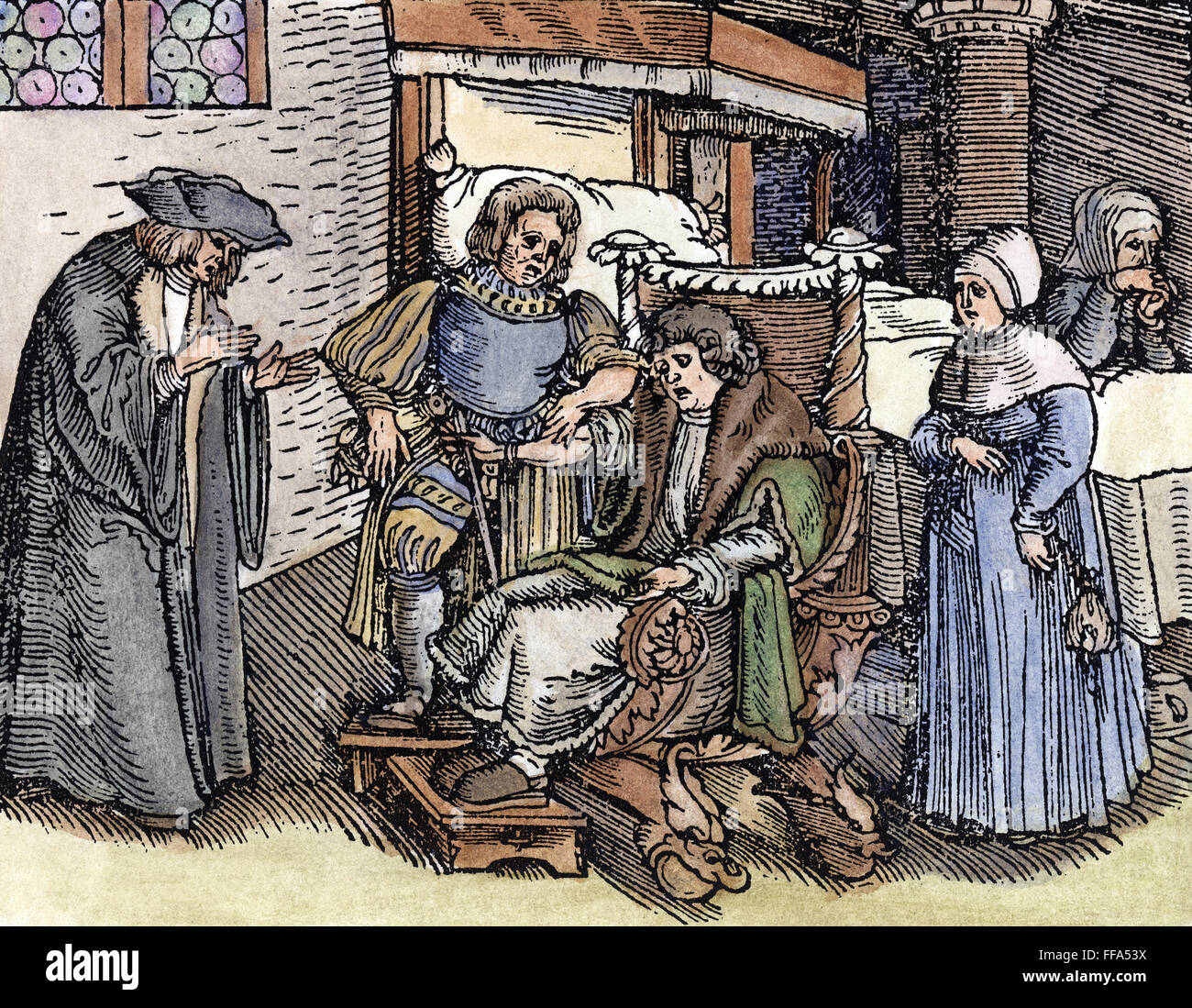 BLOODLETTING, 1540. /nA physician prescribing venesection. Woodcut, 1540, by Hans Weiditz. Stock Photo