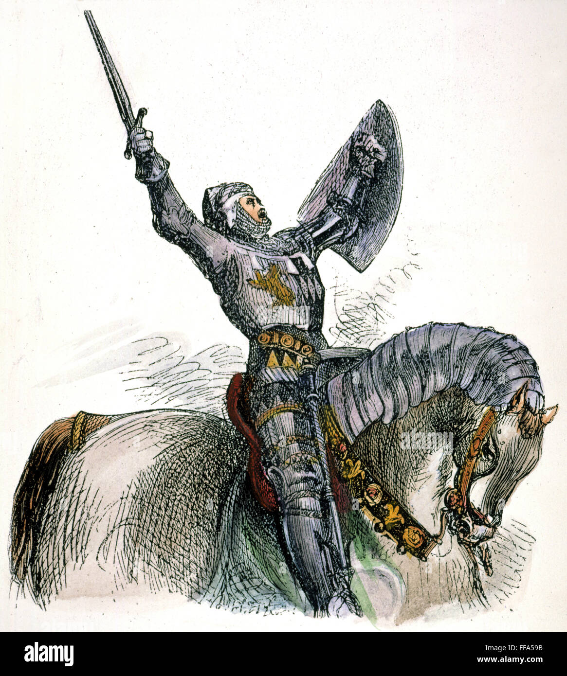 SHAKESPEARE: KING HENRY IV. /nAct V, scene 2 battle scene from Shakespeare's 'King Henry IV, Part I': wood engraving after Sir John Gilbert (1817-1879). Stock Photo