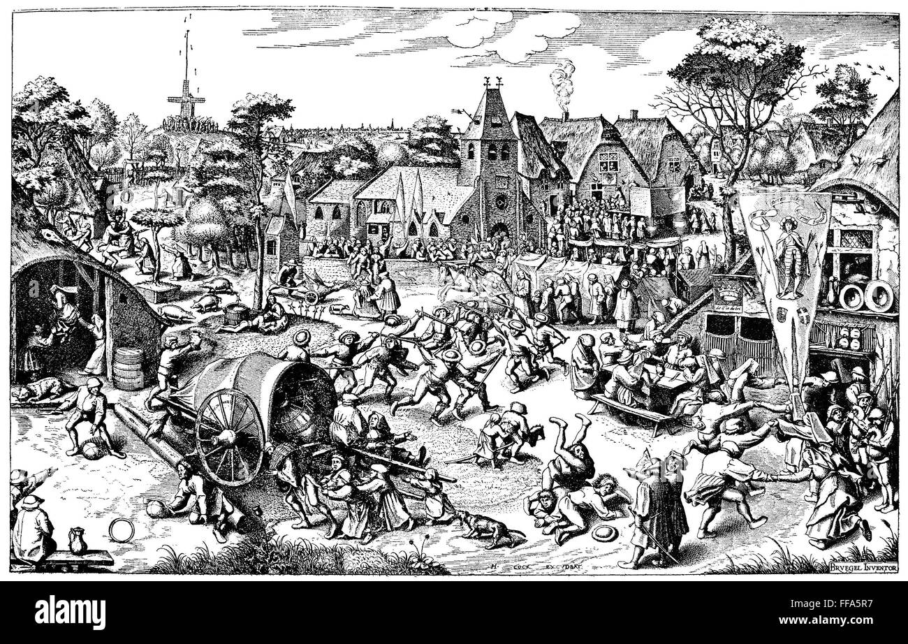 BRUEGEL: ST. GEORGE'S DAY. /nLine engraving, c1600, by H. Cook after a drawing by Peter Bruegel the Elder. Stock Photo