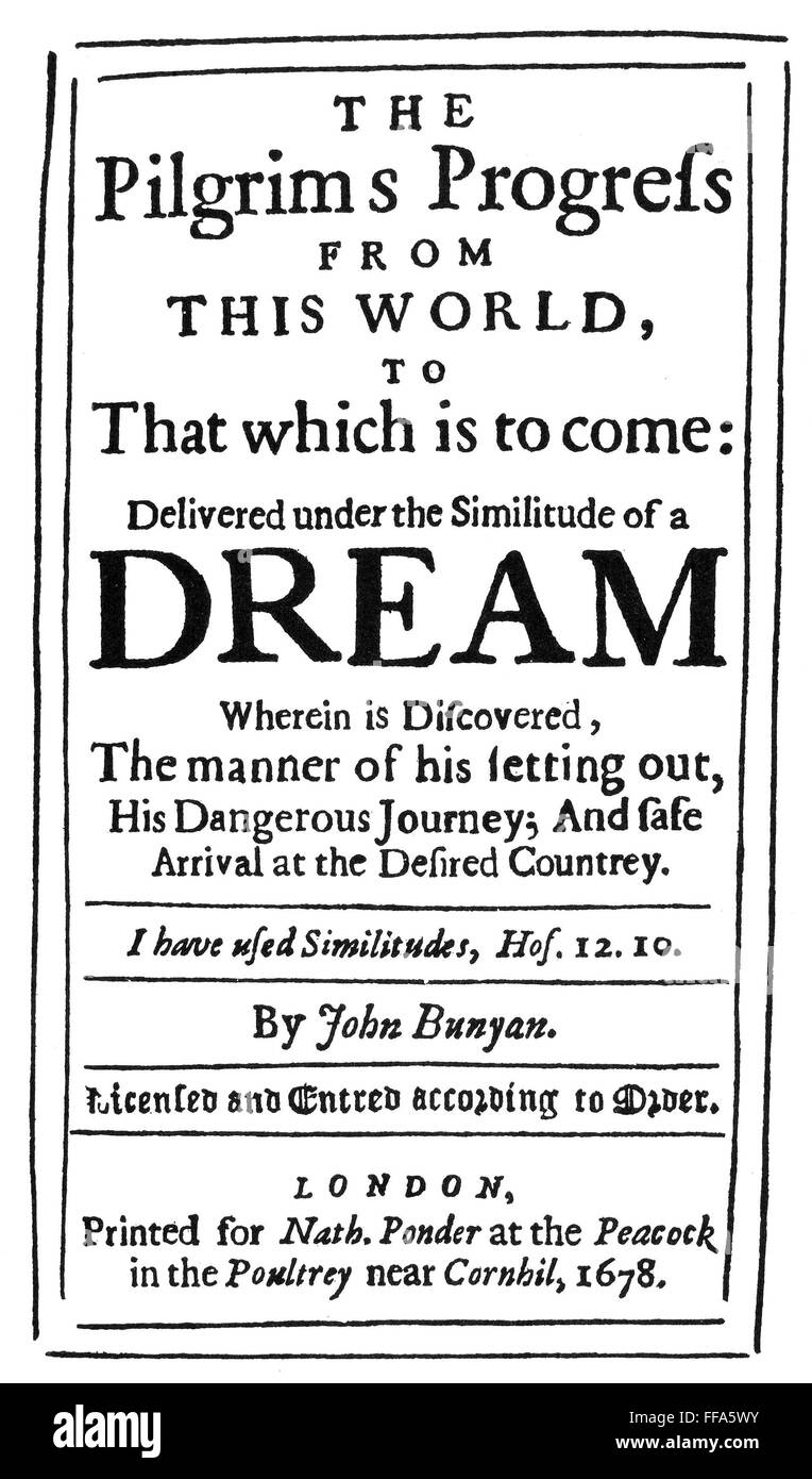 BUNYAN: PILGRIM'S PROGRESS. /nTitle-page of the first edition of John Bunyan's 'The Pilgrim's progress,' London 1678. Stock Photo