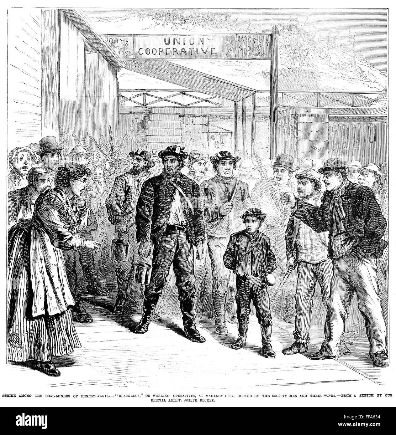 STRIKE AMONG COAL MINERS /nof Pennsylvania. Coal miners and their wives ...
