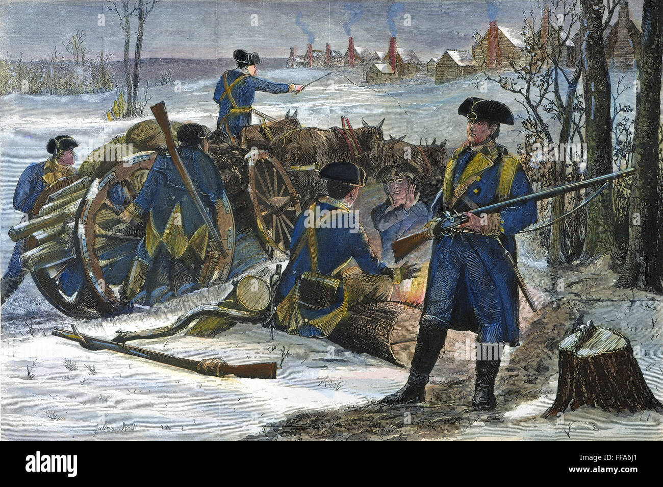 VALLEY FORGE: WINTER, 1777. /nA wagon carrying logs for the soldiers ...