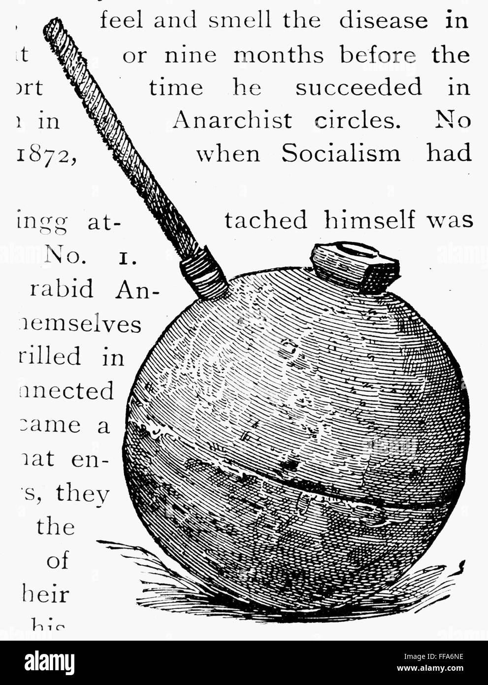 ANARCHIST'S BOMB. /nWood engraving, late 19th century. Stock Photo