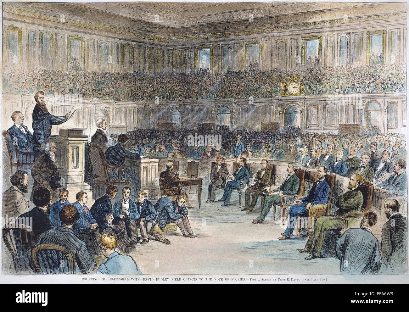 ELECTORAL COMMISSION, 1877. /n'Florida Case.' Rep. David Dudley Field appearing before the Electoral Commission created to resolve twenty disputed electoral votes, including four from Florida, in the 1876 presidential election between Republican Rutherfor Stock Photo