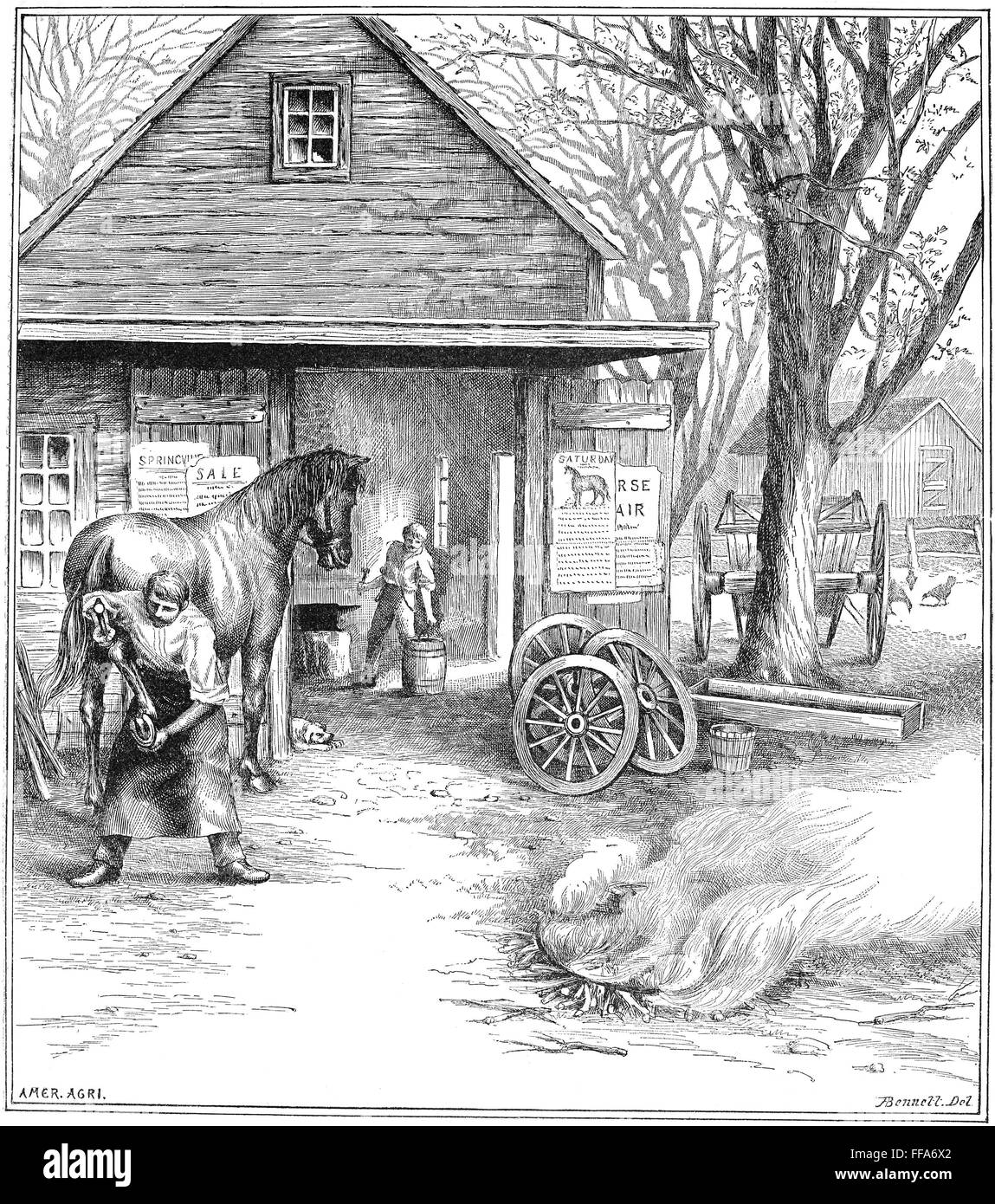 BLACKSMITH, 1885. /nAmerican line engraving. Stock Photo