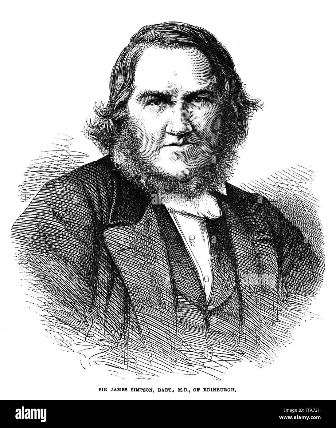 JAMES SIMPSON (1811-1870). /nScottish physician. Line engraving, 1866. Stock Photo
