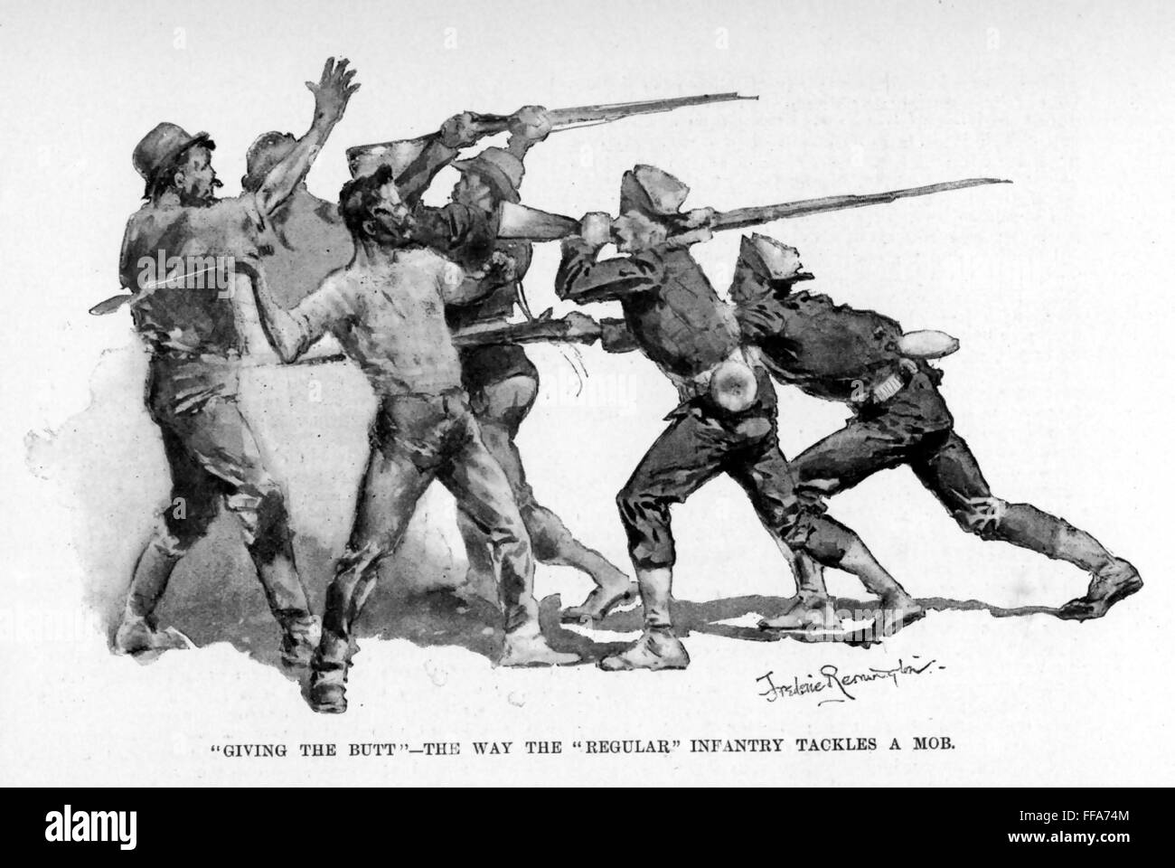 pullman-company-strike-nof-1894-regulars-of-the-us-army-assaulting-FFA74M.jpg