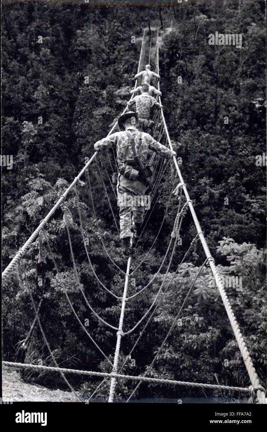1974 - Basic Training - learning how to construct a rope bridge, across ...
