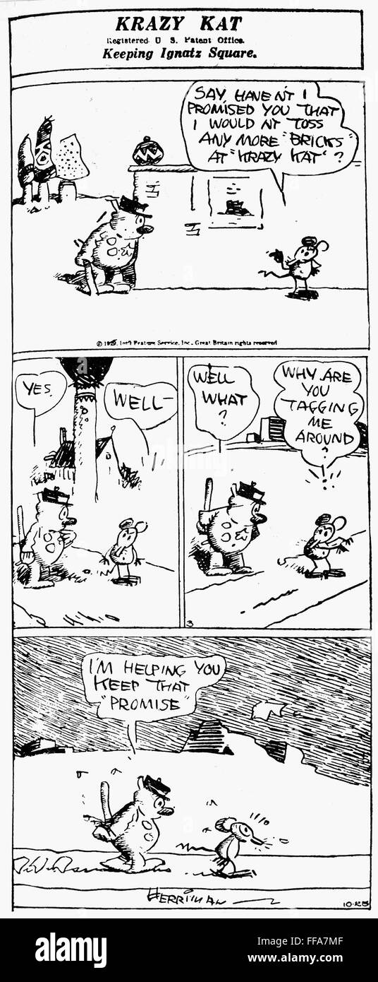 KRAZY KAT, 1929. /nA 'Krazy Kat' comic strip by George Herriman, 1929. Stock Photo
