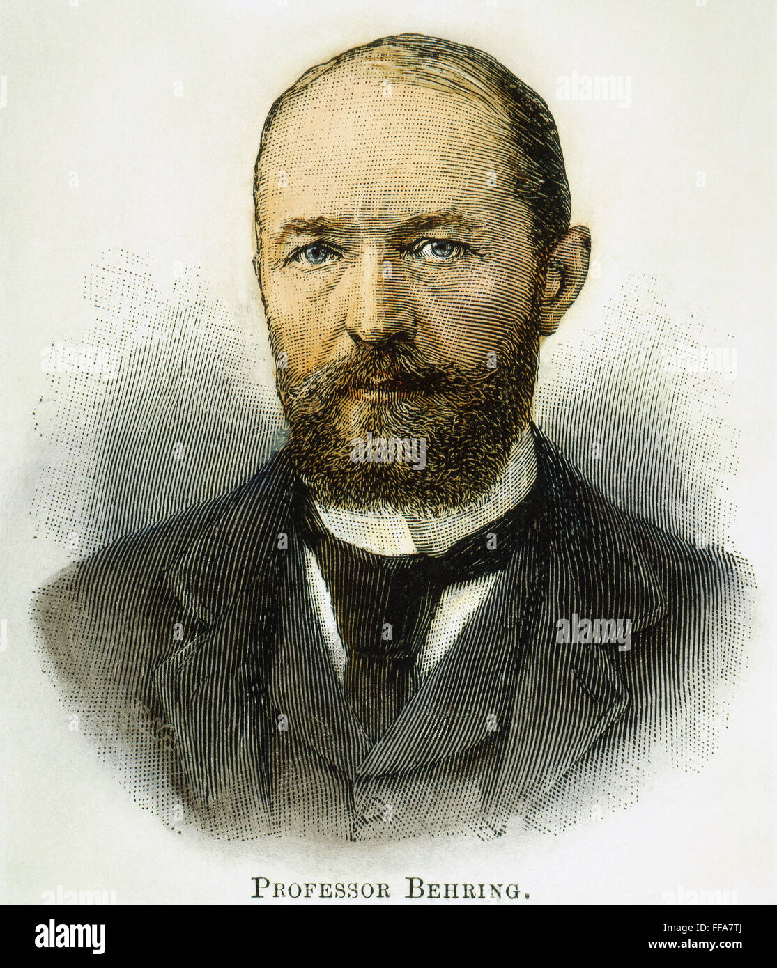EMIL von BEHRING (1854-1917). /nGerman bacteriologist: wood engraving, English, 1894. Stock Photo
