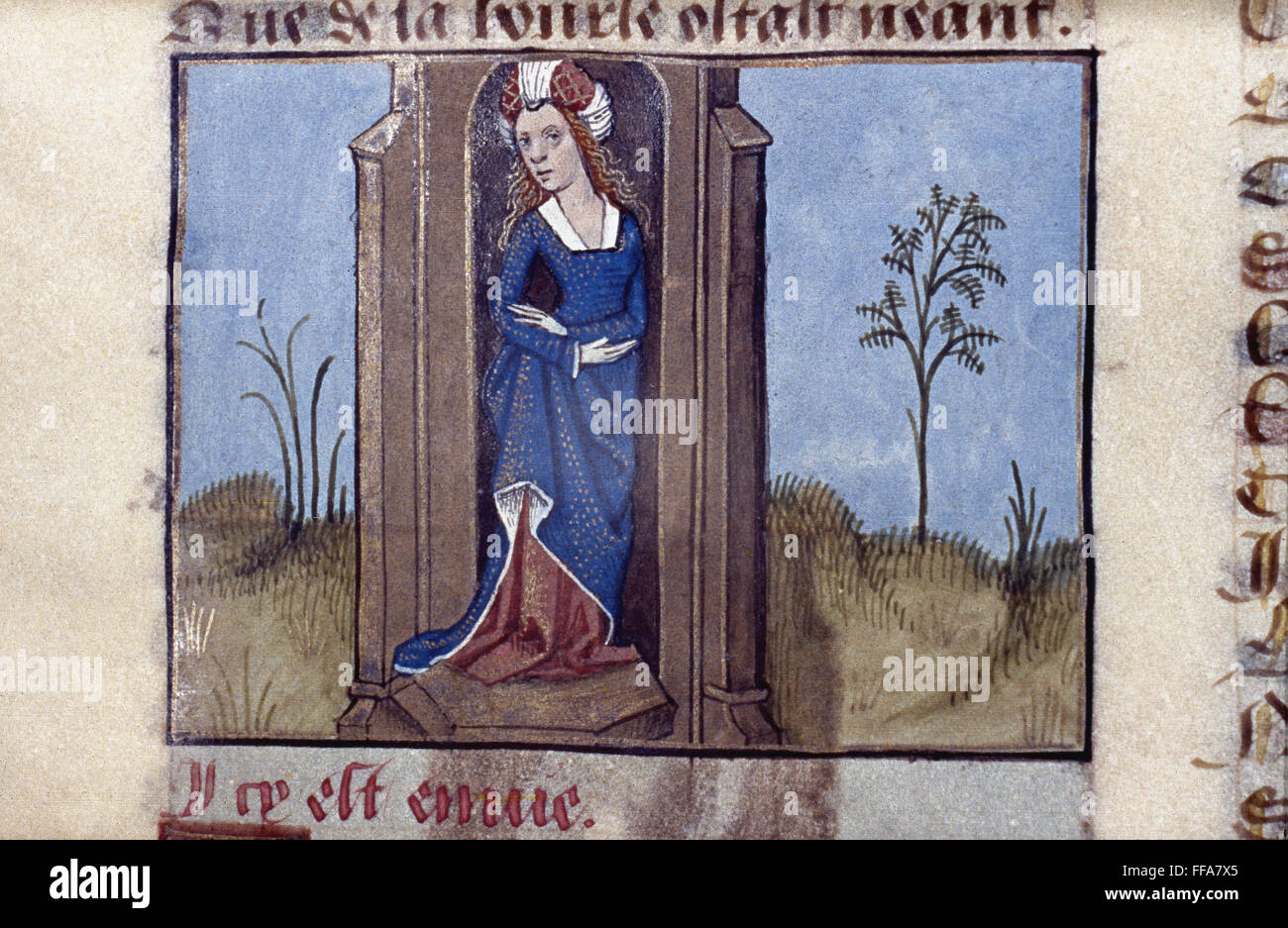 ROMANCE OF THE ROSE. /nManuscript illumination, France, 1487-95 Stock ...