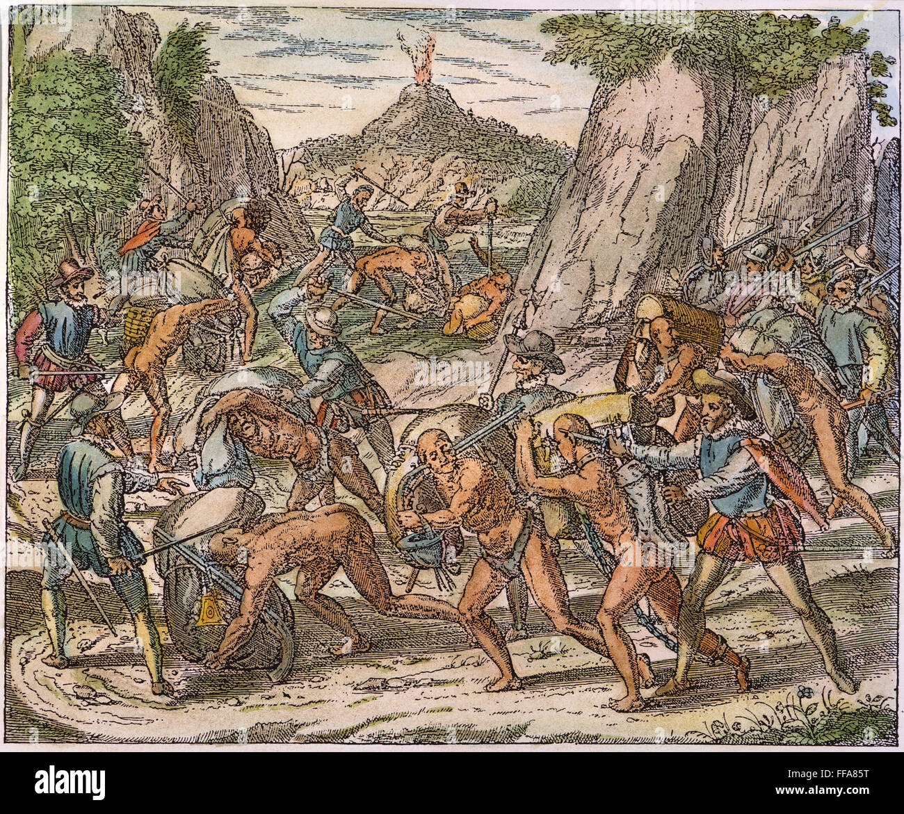 SPANISH CRUELTY, 1590. /nSpanish cruelty to Native American slaves