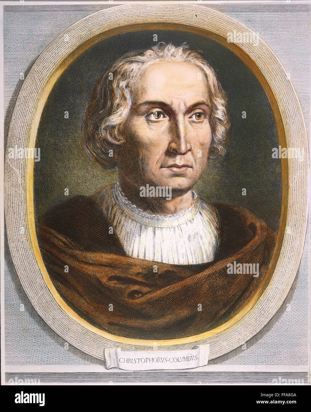 CHRISTOPHER COLUMBUS /n(1451-1506). Etching, 19th century. Stock Photo