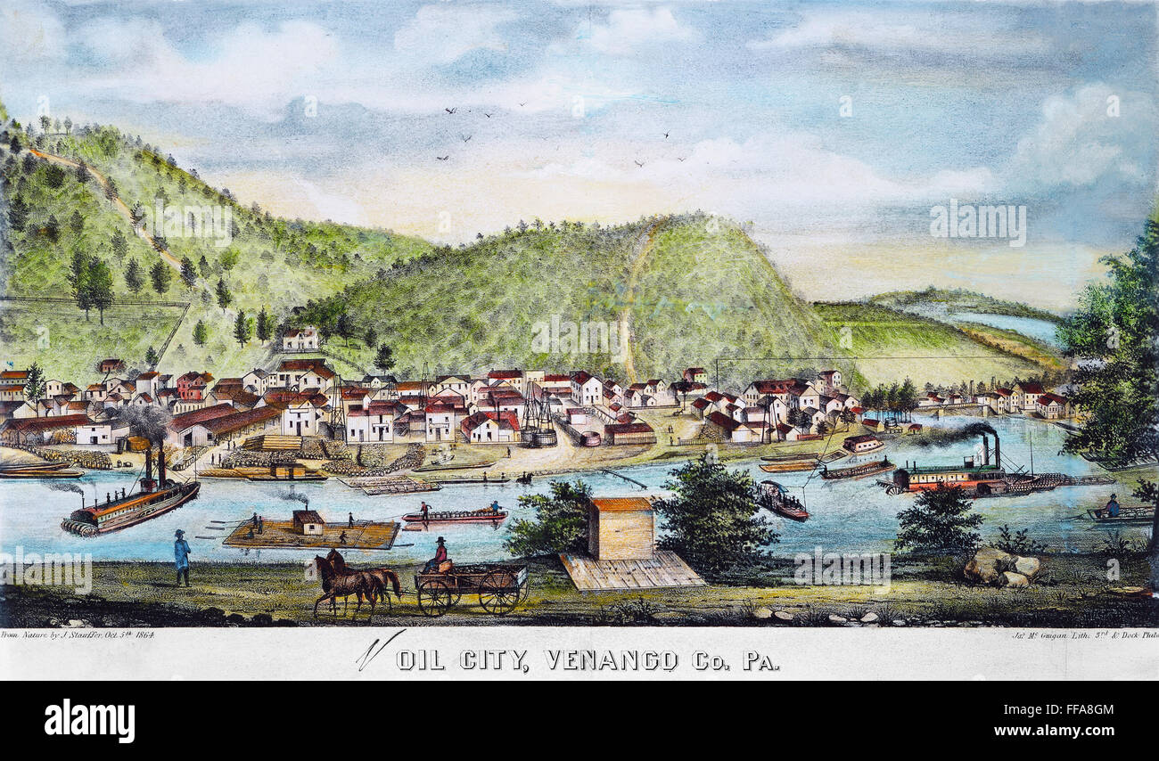 PETROLEUM OIL CITY, 1864. /nA view of Oil City, Pennsylvania, refining