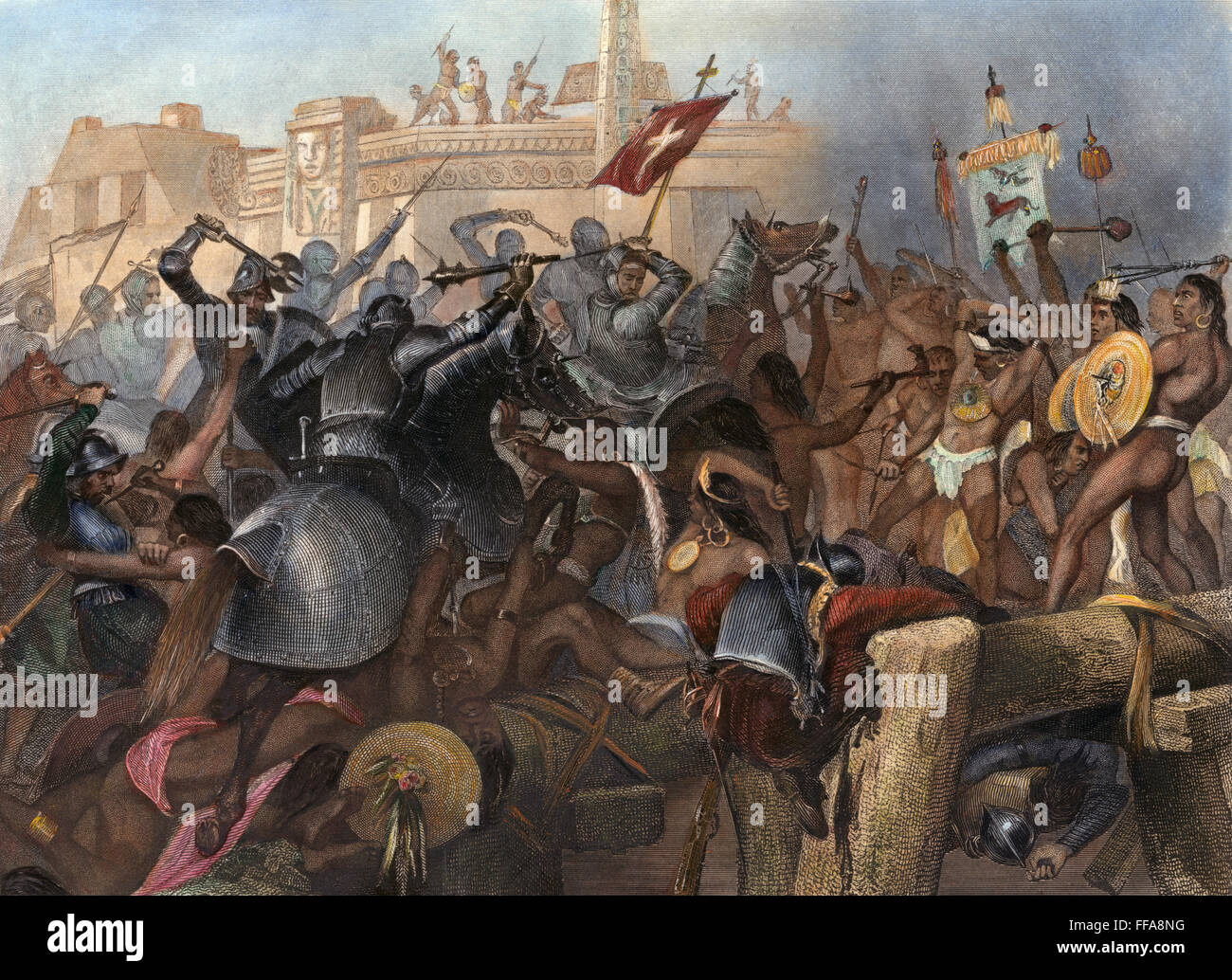 CONQUEST OF MEXICO, 1521. /nThe Capture Of Mexico City, Or Tenochtitlan ...