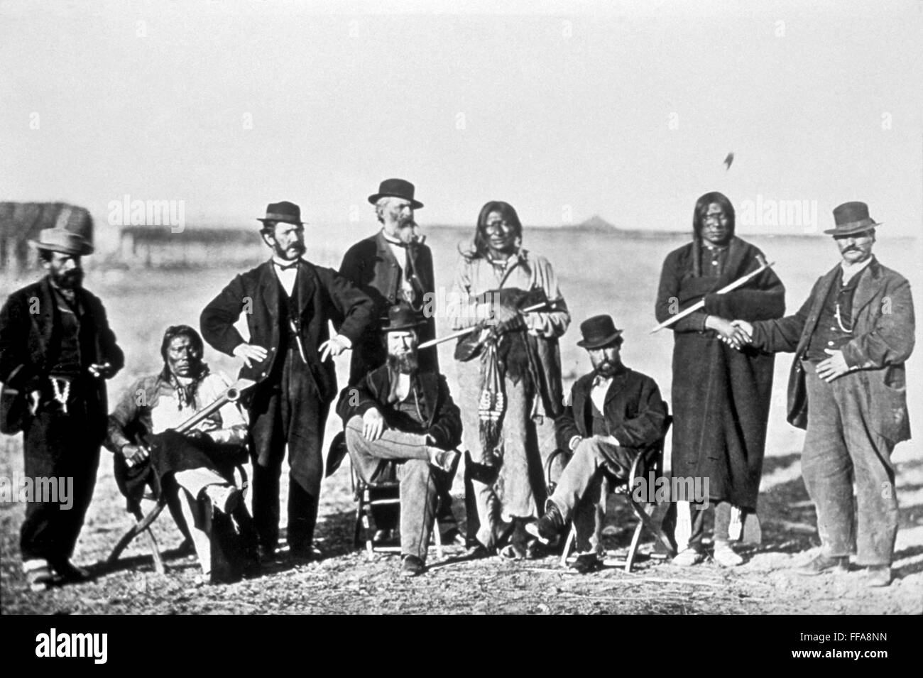 FORT LARAMIE PEACE TREATY. /nSeveral participants of the treaty convention held in Wyoming, 1868. Stock Photo