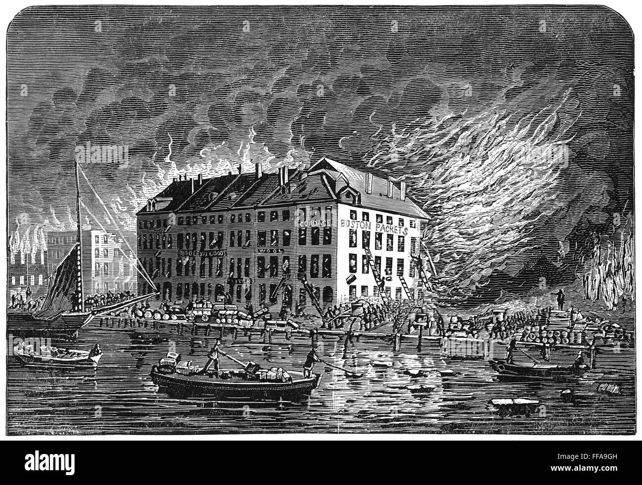 NEW YORK FIRE OF 1835. /nCoenties Slip ablaze in the fire of 1835