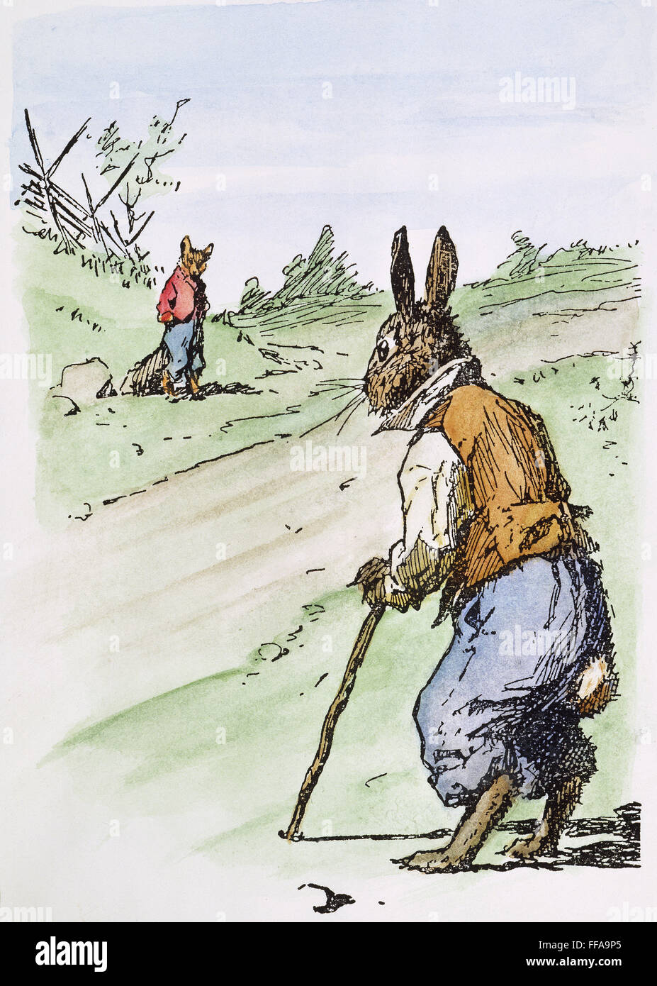 HARRIS: UNCLE REMUS, 1895. /nBrer Rabbit and Brer Fox. Pen-and-ink drawing by Arthur Burdett Frost for the 1895 second edition of the African American folktale by Joel Chandler Harris. Stock Photo