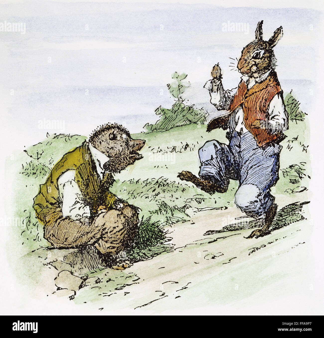 HARRIS: UNCLE REMUS, 1895. /nBrer Rabbit and Brer Possum. Pen-and-ink drawing by Arthur Burdett Frost for the second edition of the African American folktale by Joel Chandler Harris, 1895. Stock Photo