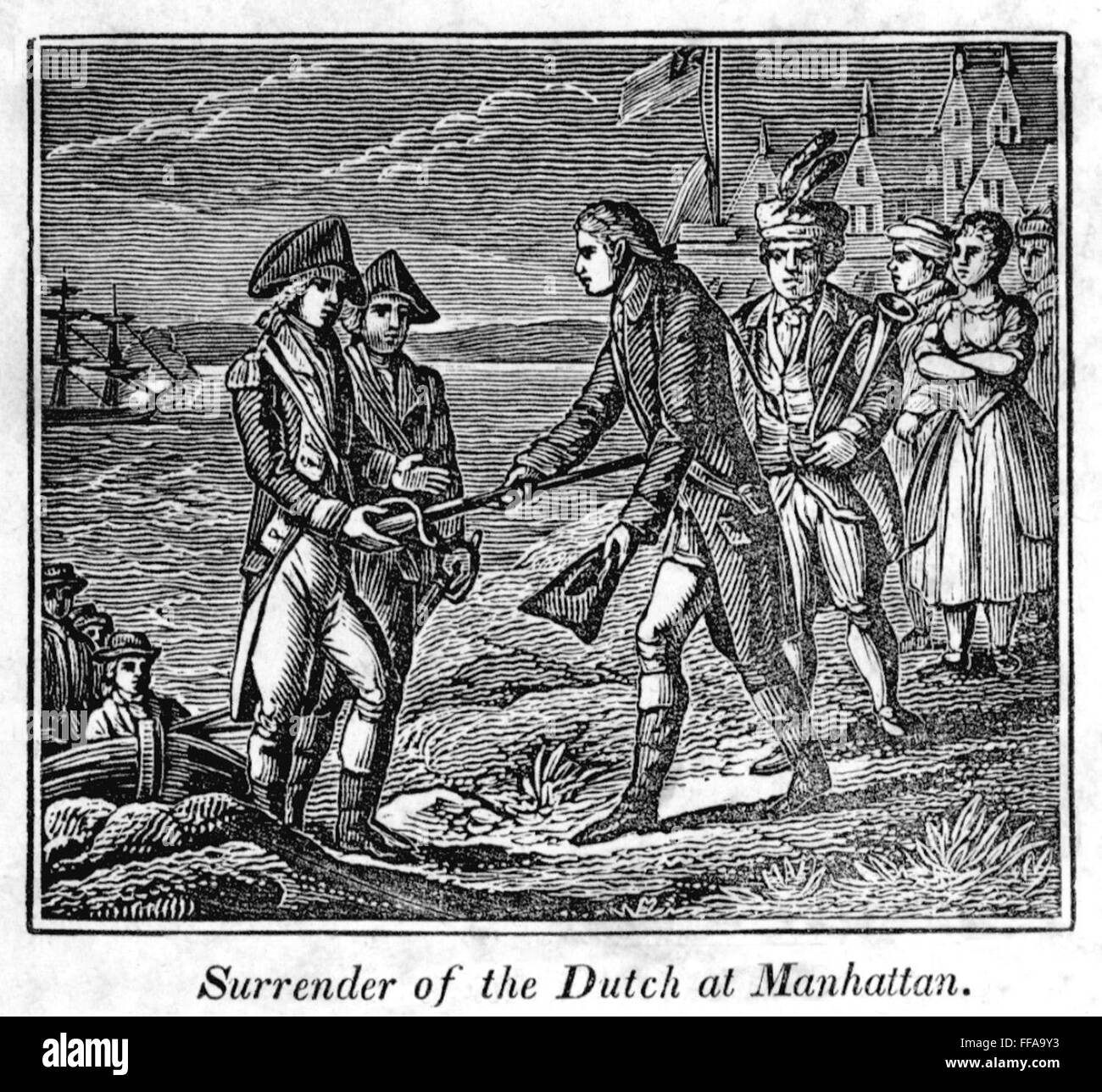 Surrender him. Нью Йорк 1664. 1664 Век. Почта в Америке гравюра. American engraving.