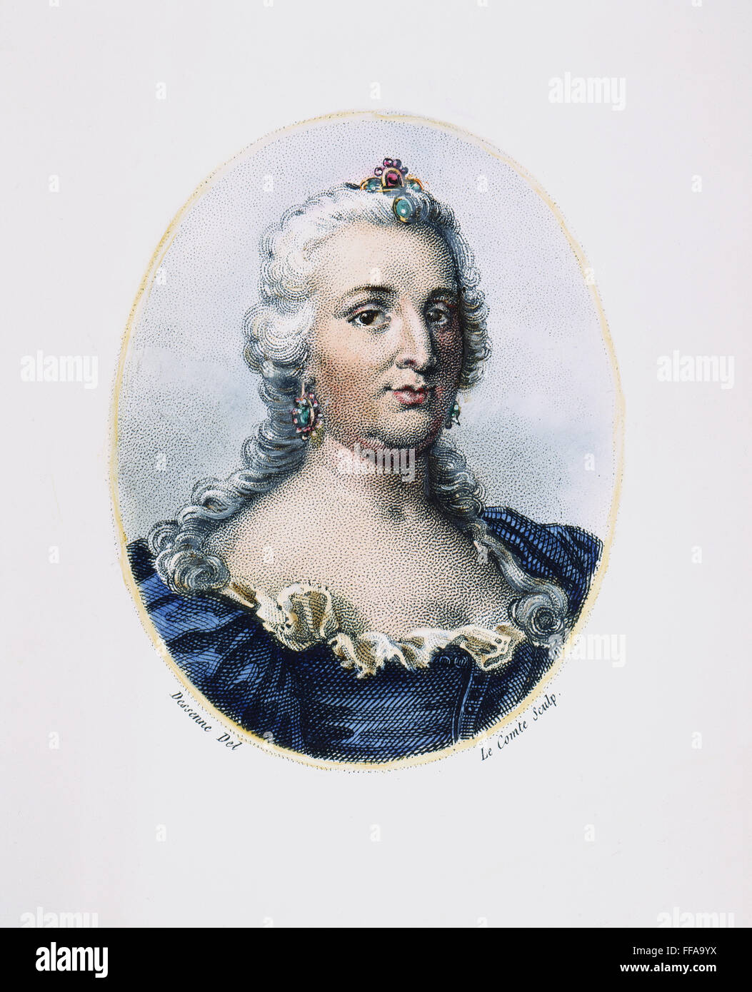 MARIA THERESA OF AUSTRIA /n(1717-1780). Archduchess of Austria and queen of Hungary and Bohemia: colored stipple engraving, French, early 19th century. Stock Photo