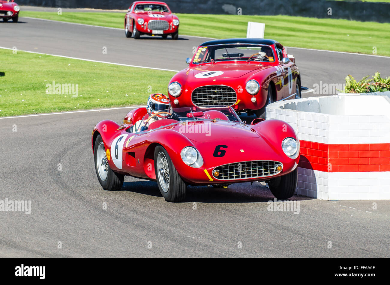 1957 Ferrari 500 TRC is owned by Ernst Schuster and was raced by Emanuele Piro at the 2015 Goodwood Revival Stock Photo
