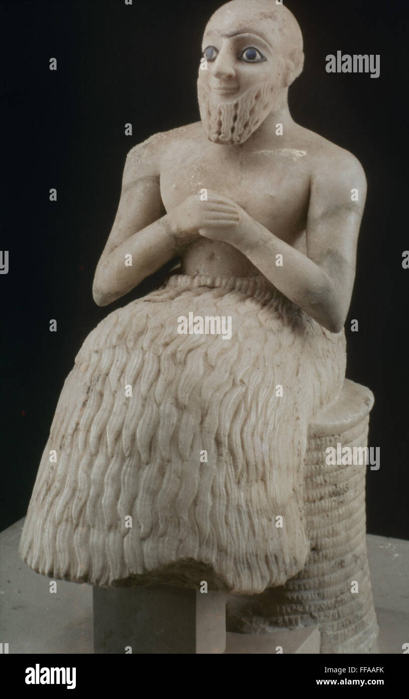SUMERIAN STATUETTE. /nSeated figure of Ebih II, the Sumerian