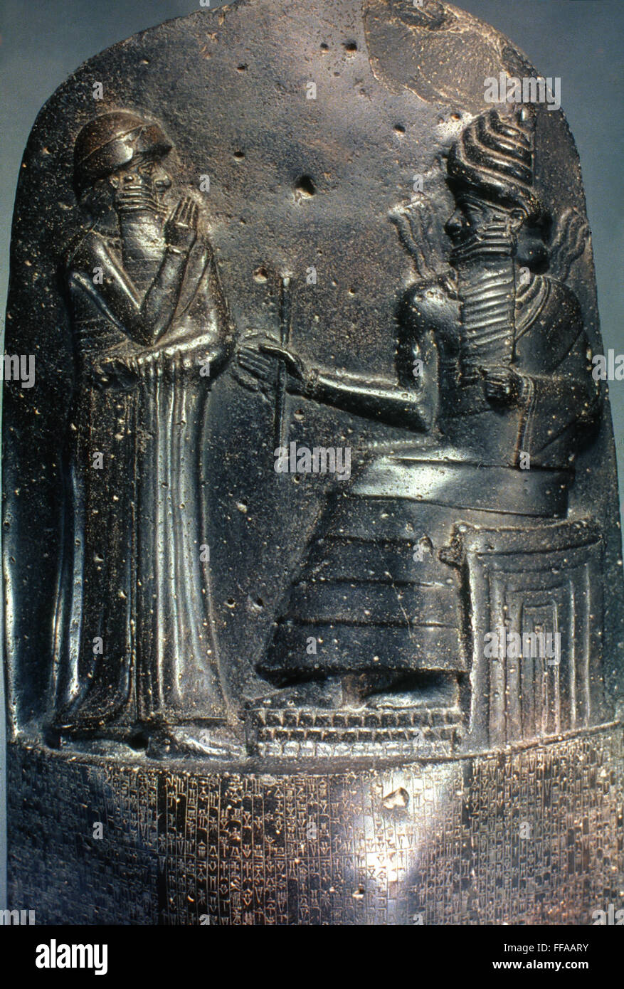 CODE OF HAMMURABI. /nDetail of top of the diorite stele, c1792-1750. B ...