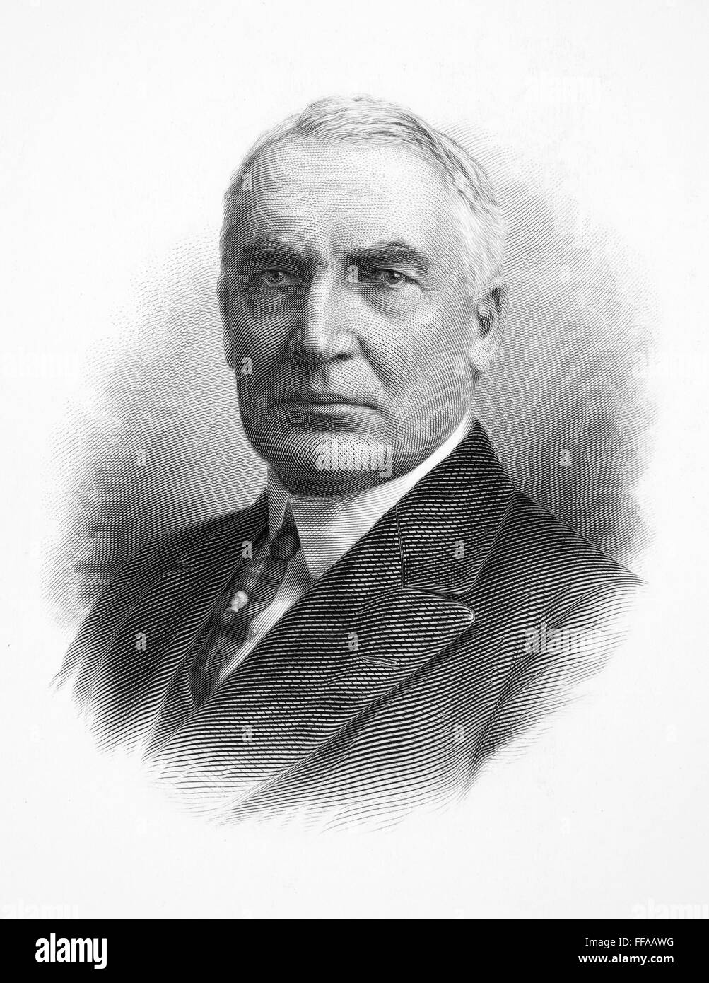 WARREN G. HARDING /n(1865-1923). 29th President of the United States. Steel engraving. Stock Photo