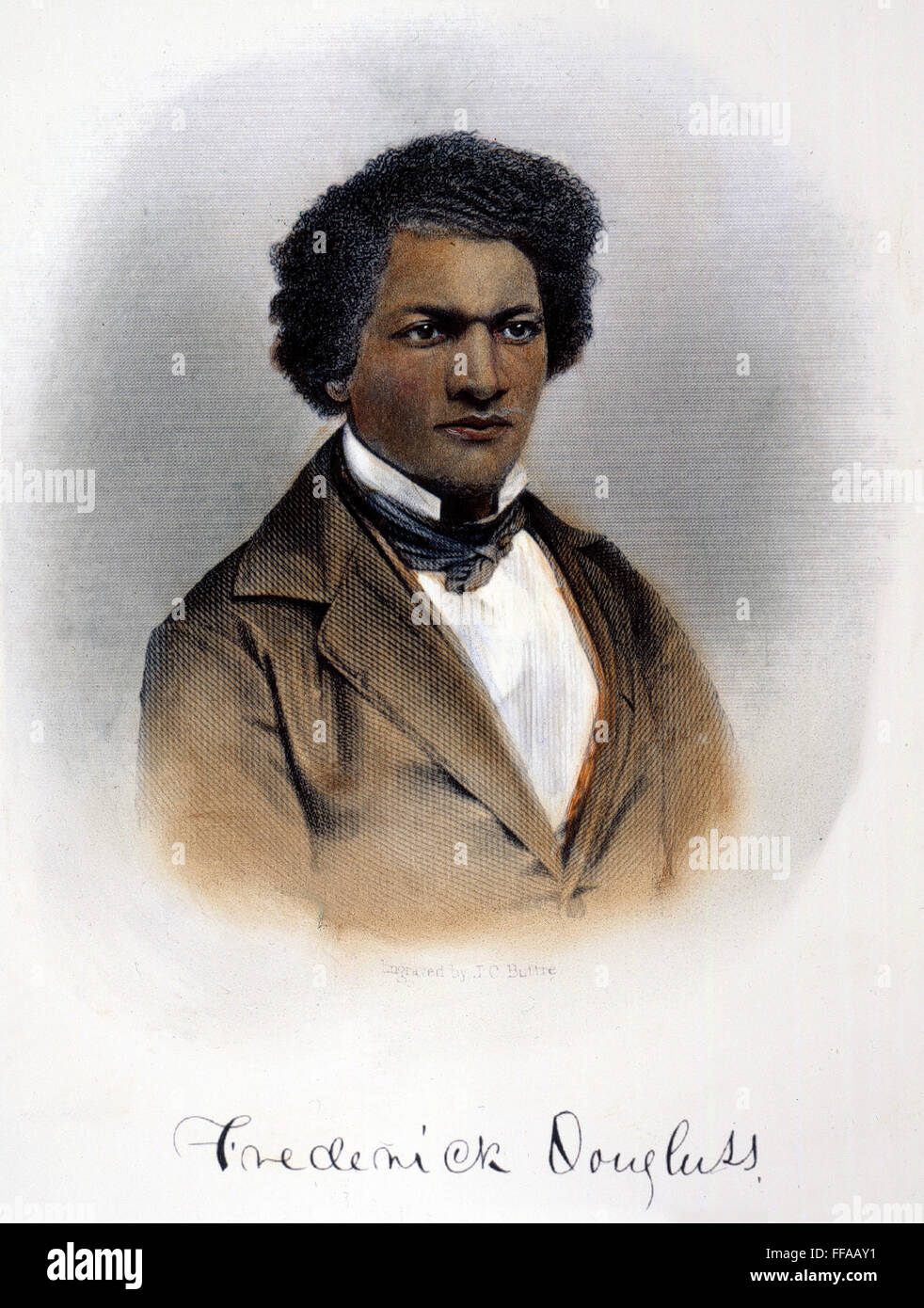 FREDERICK DOUGLASS /n(c1817-1895). American abolitionist and writer. Steel engraving, American, 1854. Stock Photo