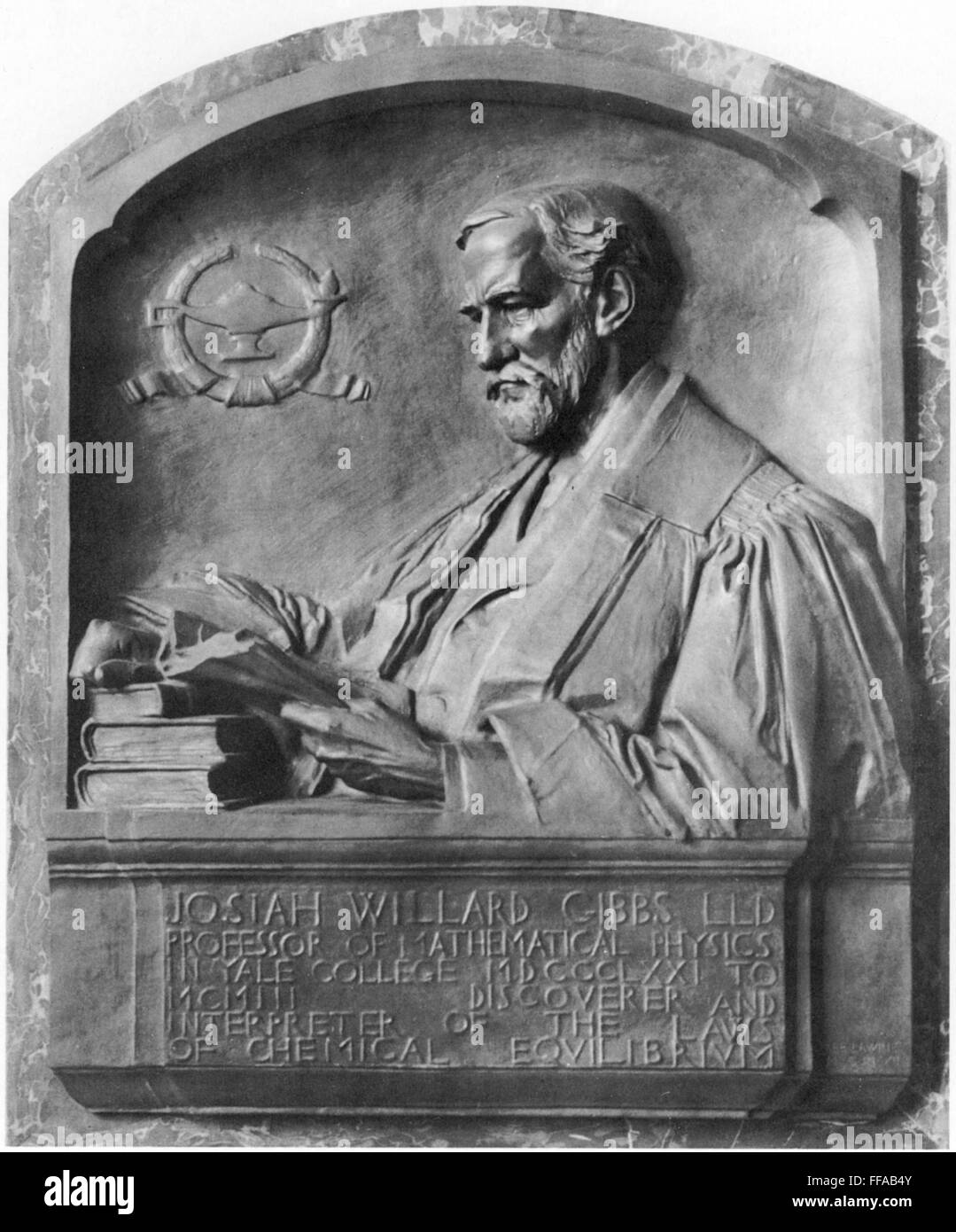 JOSIAH WILLARD GIBBS (1839-1903). American physicist. Bronze plaque at Yale University. Stock Photo