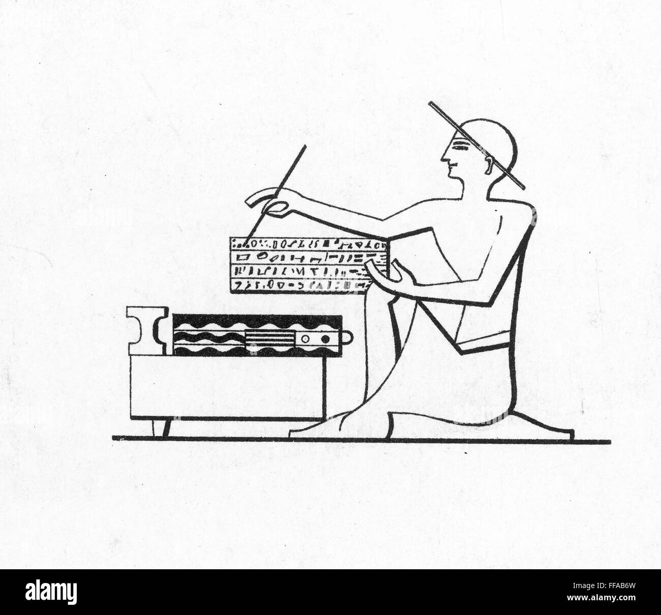 EGYPTIAN REED PEN. /nEgyptian scribe, after an ancient Egyptian relief
