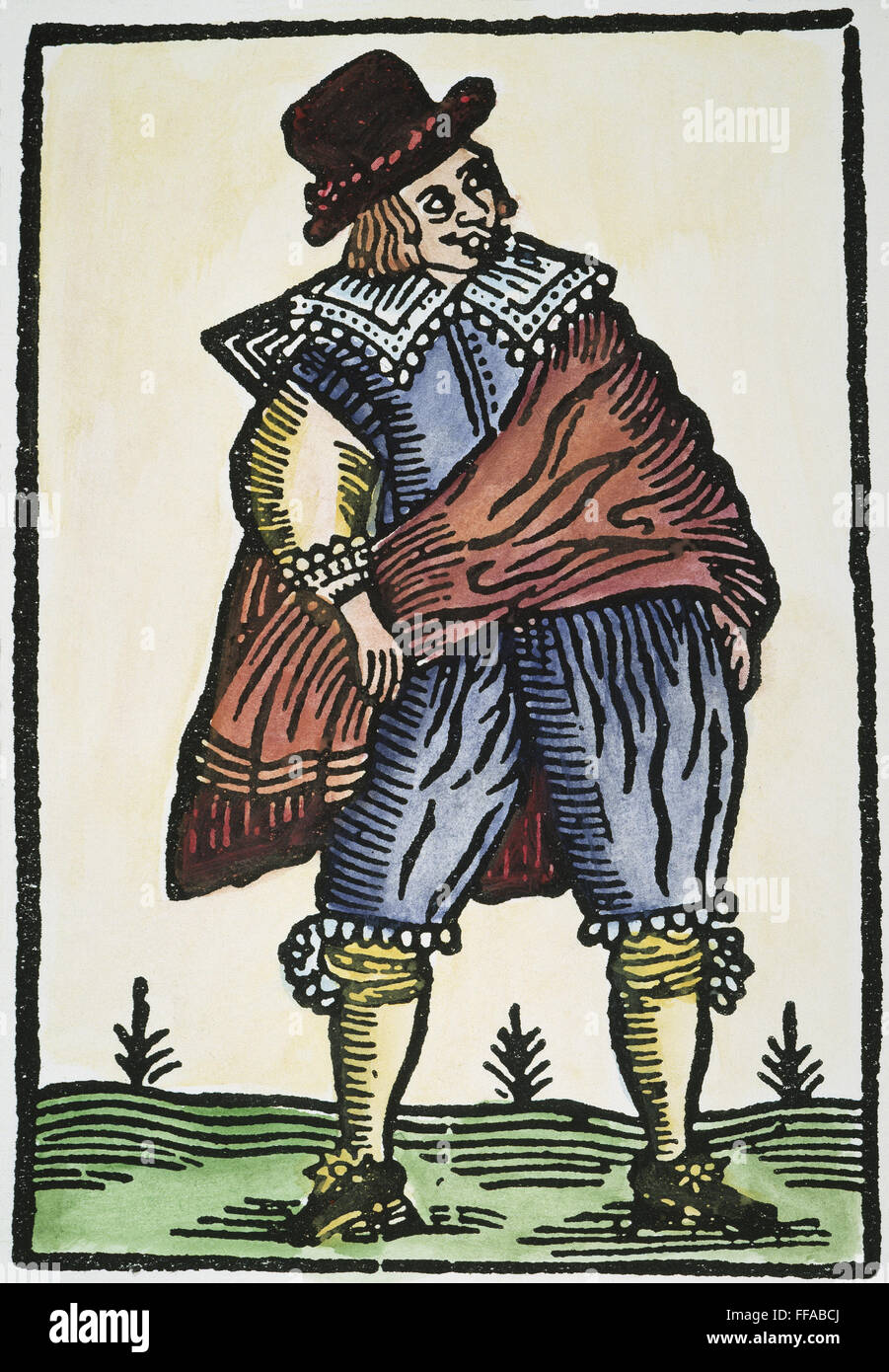 SHAKESPEARE: FALSTAFF./nIn 'The Merry Wives of Windsor': woodcut, English, early 17th century. Stock Photo