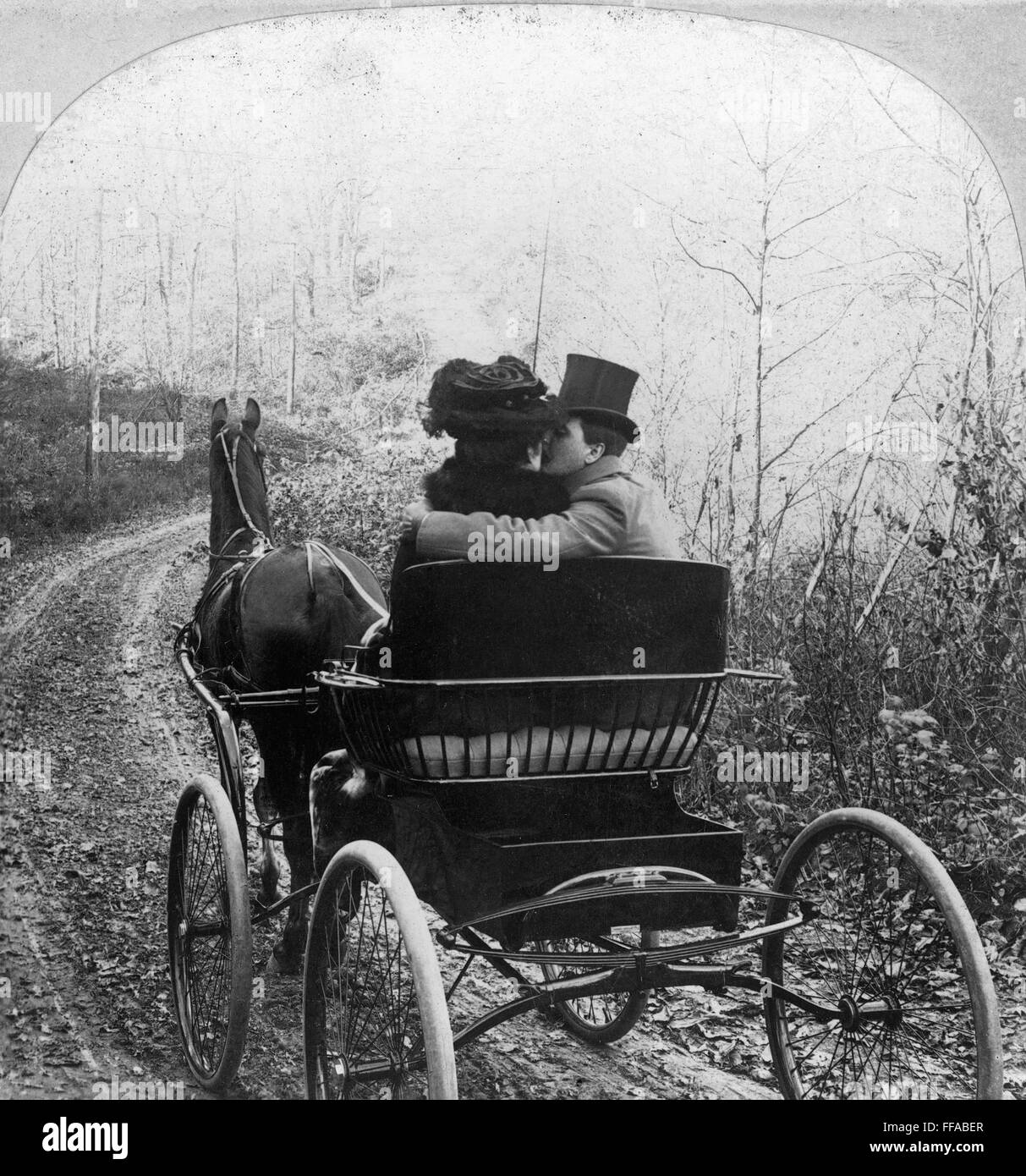 COURTSHIP/CARRIAGE RIDE./nStereograph, 1904. Stock Photo