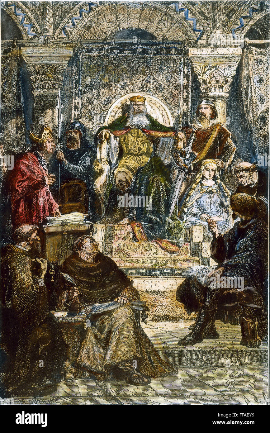 CHARLEMAGNE (742814) /nCharlemagne presiding over his palace school at Aachen (AixlaChapelle
