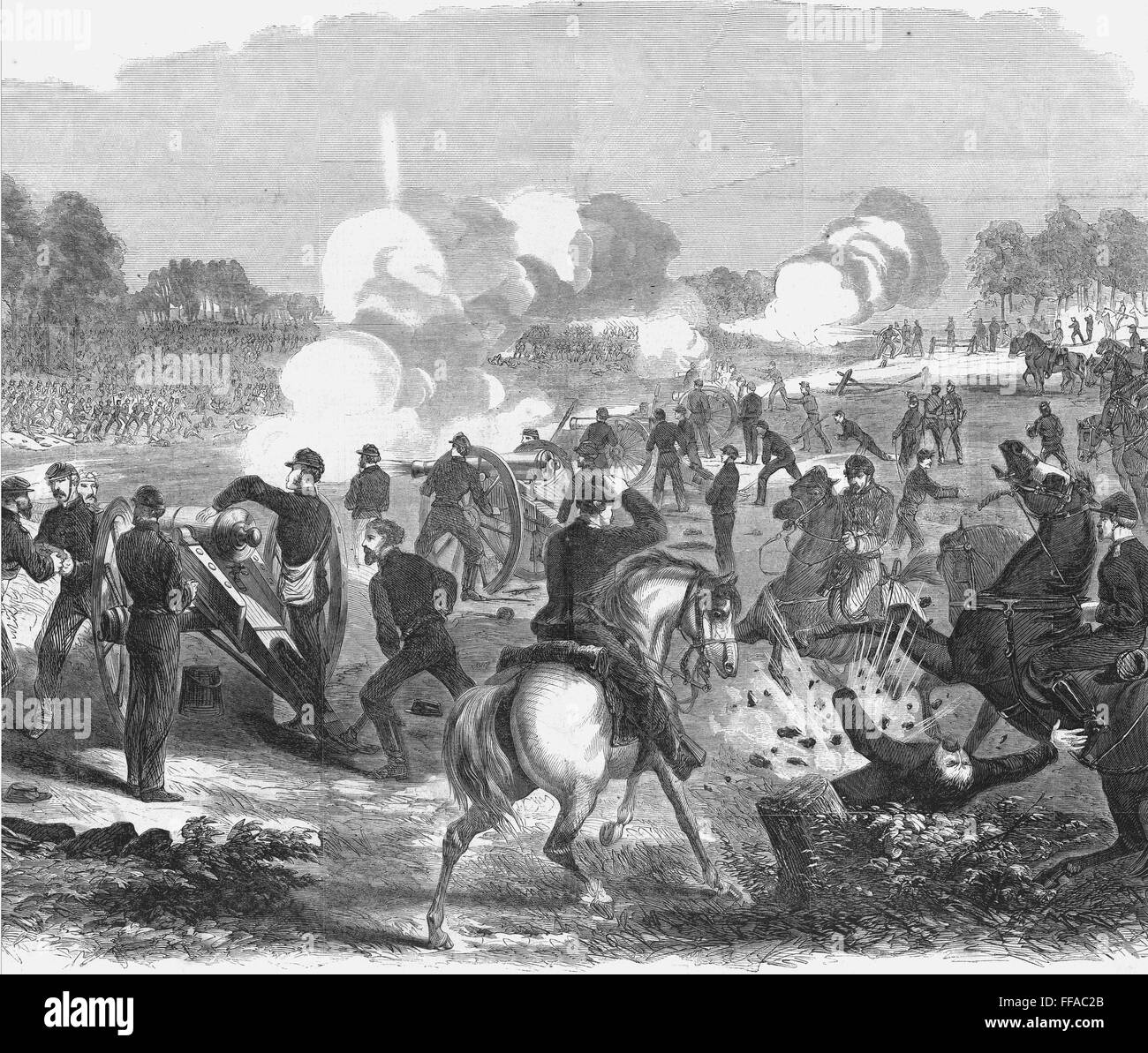 Дай битва. Battle of Richmond Virginia 1862. Гражданская война гравюра. Армия Потомака. Ричмонд. В битве летом 1862 г..