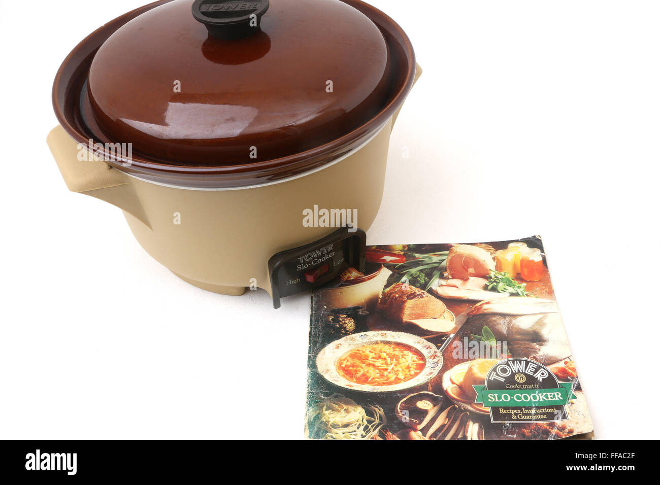 Tower Slo-Cooker With Recipe And Instruction Manuel Stock Photo