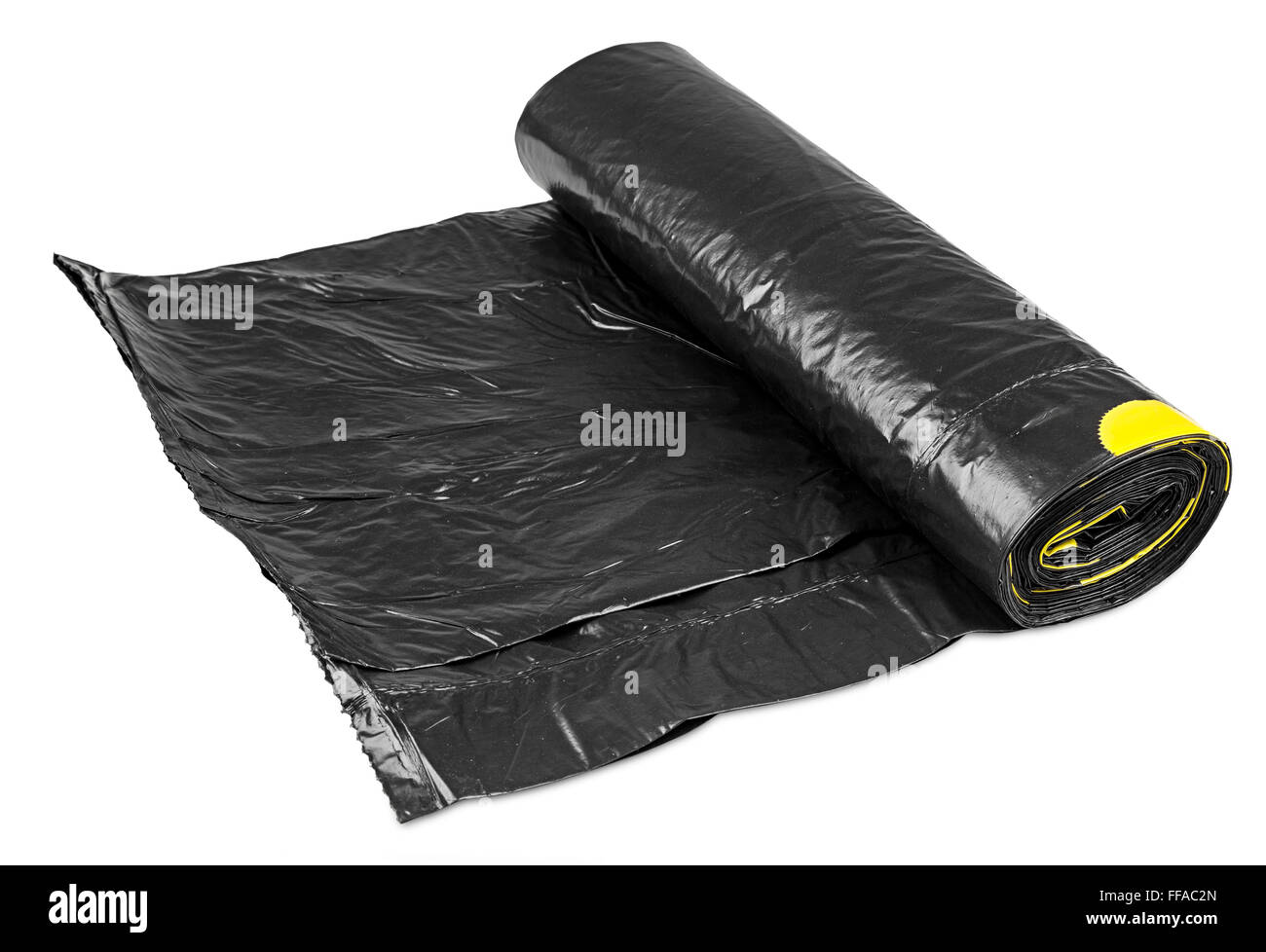 roll of new unused trash bags isolated on white background Stock Photo