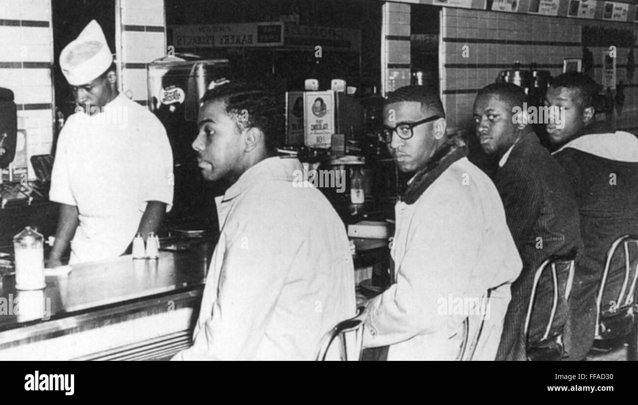 GREENSBORO SIT-IN, 1960. /nJoseph McNeil, Franklin McCain, Billy Smith ...