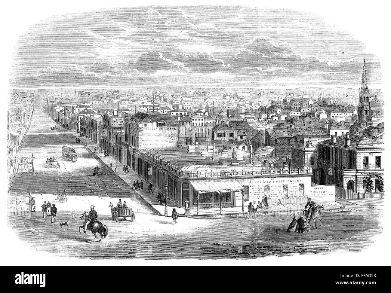 MELBOURNE, VICTORIA, 1863./nA view of Bourke Street in Melbourne