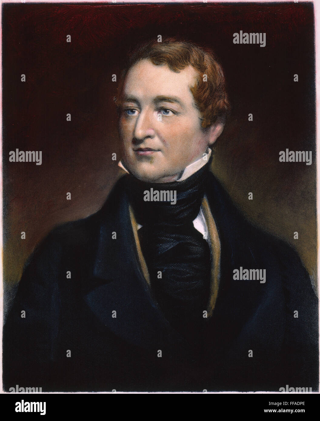 ROBERT PEEL (1788-1850) /nMezzotint by John Sartain. Stock Photo