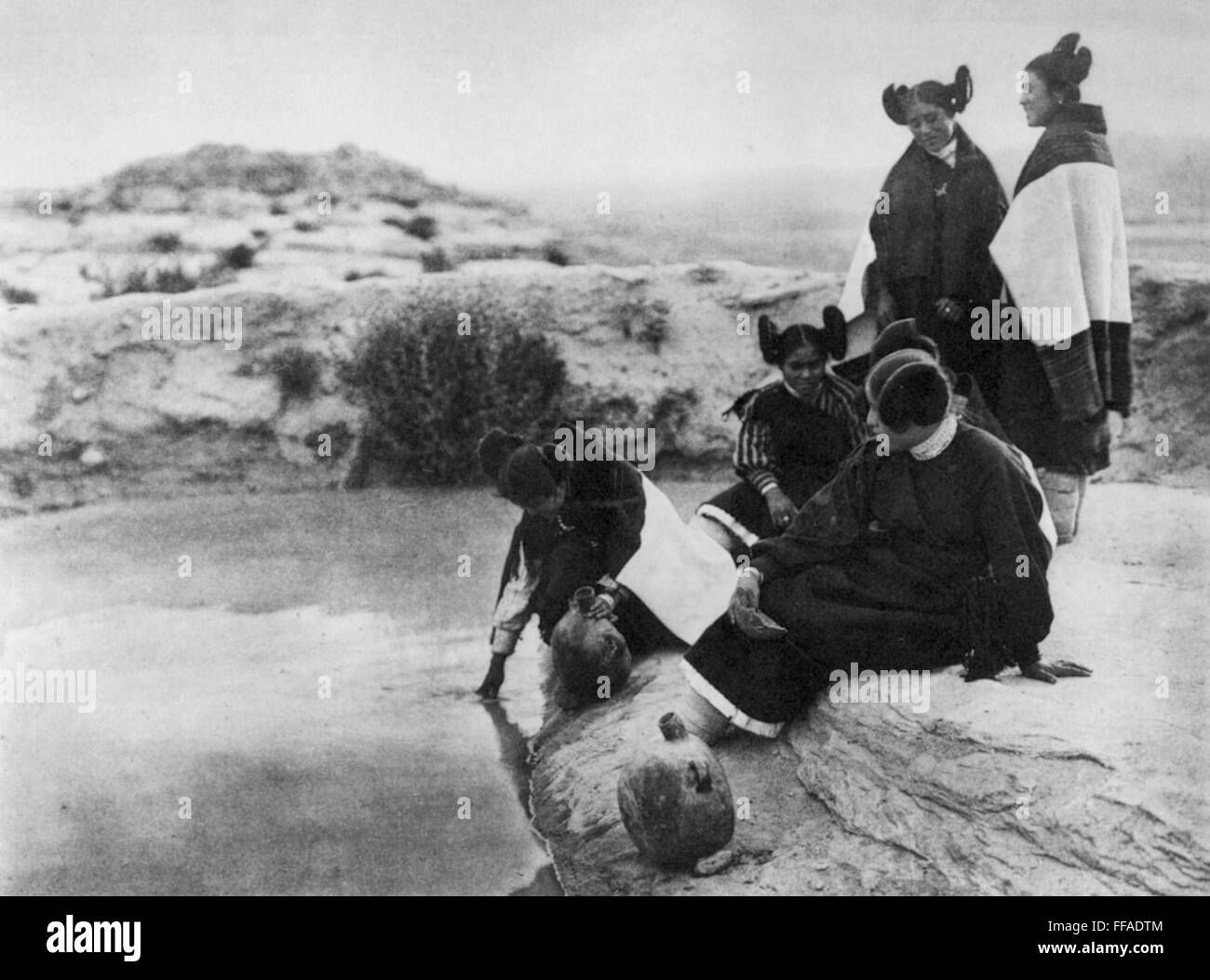 Hopi Spring CURTIS: HOPI GIRLS, 1921. /n'Loitering at the Spring': Hopi girls in ...