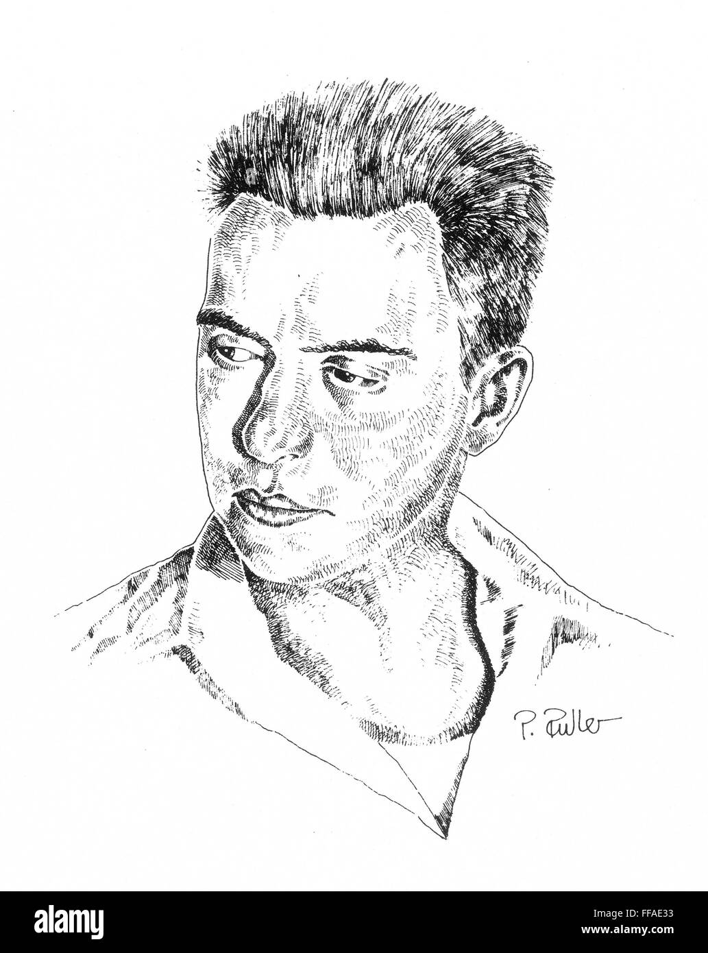 HART CRANE (1899-1932). /nAmerican poet. Pen-and-ink drawing by P. Puller. Stock Photo