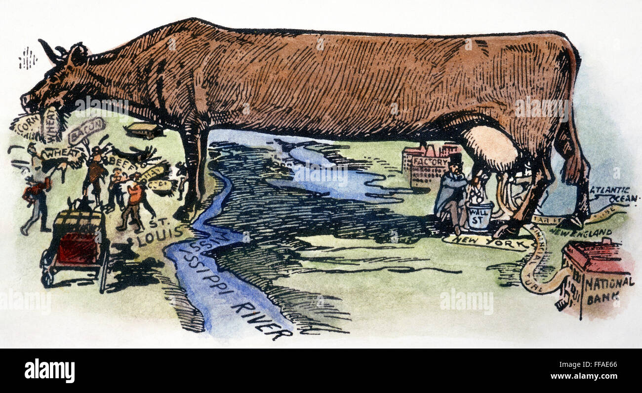 GREAT AMERICAN COW, 1896. /nThe Great American Cow: an American newspaper cartoon of 1896 showing Western GREAT AMERICAN COW, 1896. /nThe Great American Cow: an American newspaper cartoon of 1896 showing Western